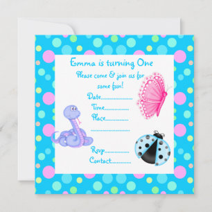 BLUE PASTEL SPOT SPRING PARTY INVITATION