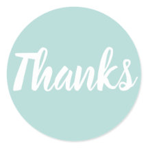 Blue pastel thank you simple business sticker