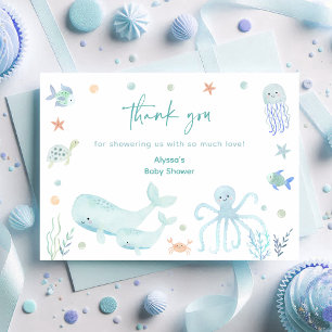 Blue Pastel Under the Sea Baby Shower Thank You Card