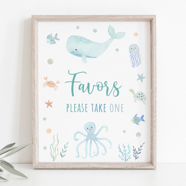 Blue Pastel Under the Sea Birthday Favour Sign (Creator Uploaded)