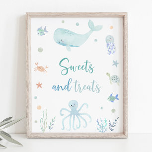 Blue Pastel Under the Sea Birthday Treats Sign