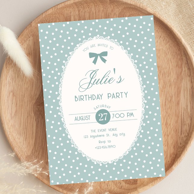 Blue pastel vintage birthday invitation (Creator Uploaded)