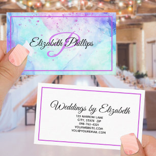 Blue Pastel Watercolors With Monogram Letter Business Card