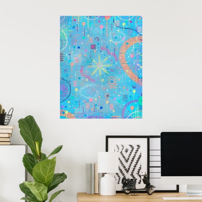 Blue Pastels Dream Abstract  Poster (Home Office)