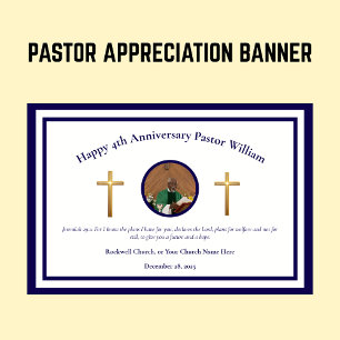 Blue Pastor Appreciation Church Anniversary Event  Banner