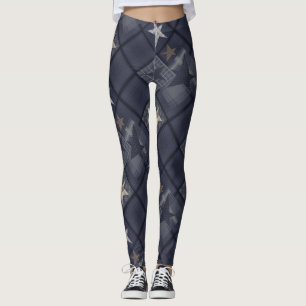 Blue patch leggings