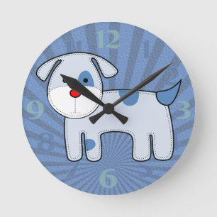 Blue Patch Puppy Medium Clock