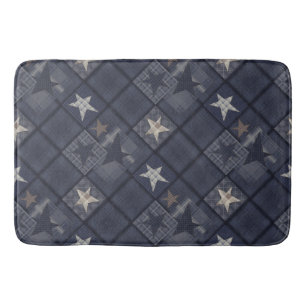 Blue patchwork bath mat