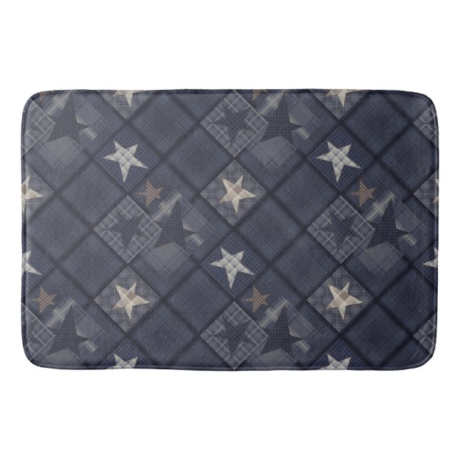 Blue patchwork bath mat (Front)