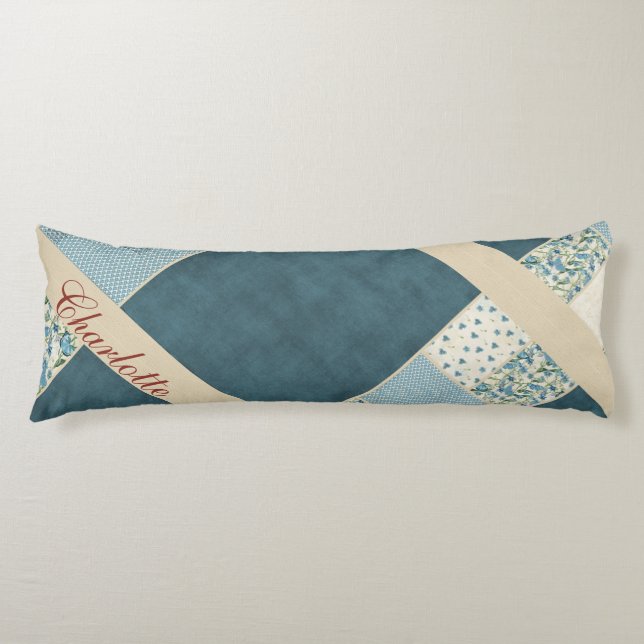 Blue Patchwork Body Pillow (Front)