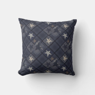 Blue patchwork cushion