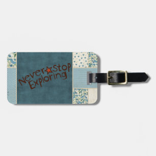 Blue Patchwork Luggage Tag