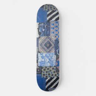 Blue Patchwork Skateboard Deck