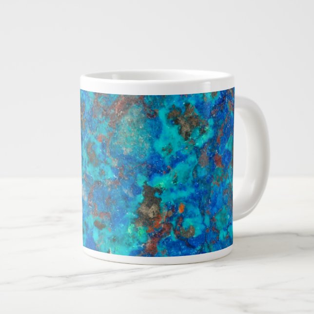 Blue patterened Shattuckite Large Coffee Mug (Front Right)