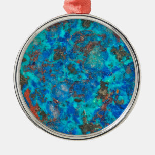 Blue patterened Shattuckite Metal Ornament
