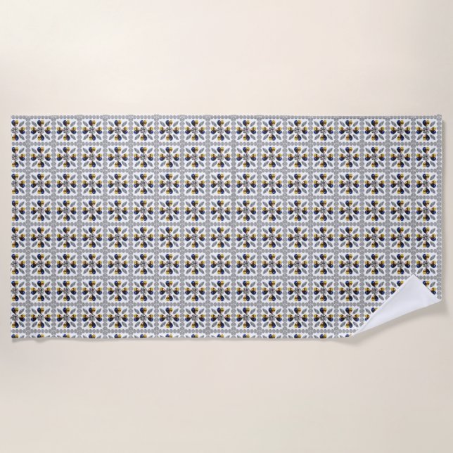 Blue Pattern  Beach Towel (Front)