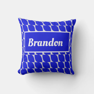 Blue pattern customisable name cushion