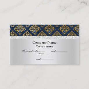 Blue pattern elegant semi gloss business card