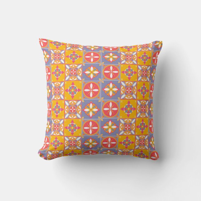 Blue pattern in cheerful colors cushion (Front)