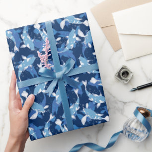 Blue Pattern - Koi Fish Wrapping Paper