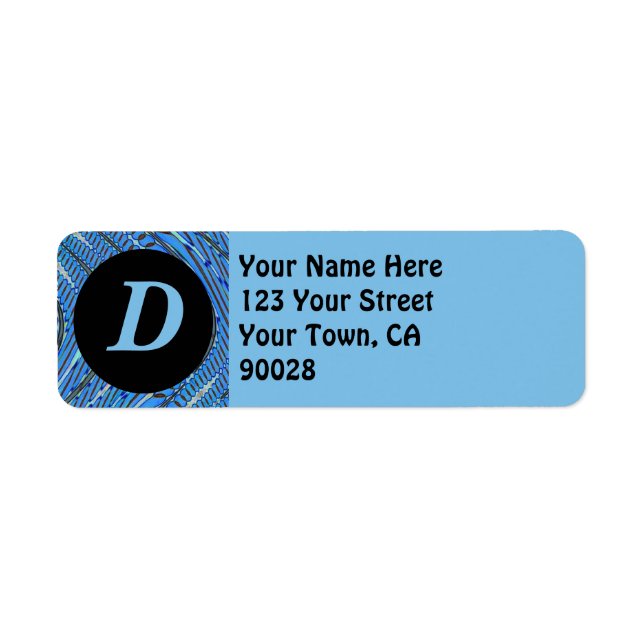 blue pattern monogram return address label (Front)