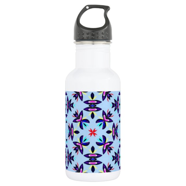 Blue Pattern Retro Art 532 Ml Water Bottle (Front)
