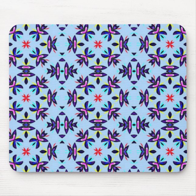 Blue Pattern Retro Art Mouse Pad (Front)