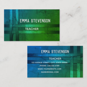 Blue, pattern, ribbon business card