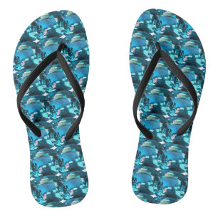 Blue Pattern Thongs