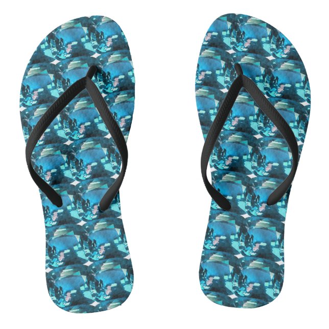 Blue Pattern  Thongs (Footbed)