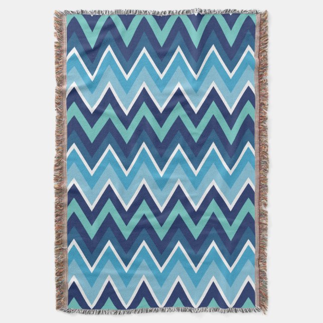 Blue Pattern Throw Blanket (Front Vertical)