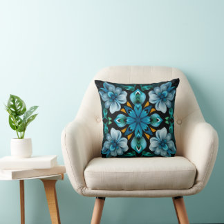 Blue Pattern Throw Pillow