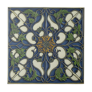 blue pattern vintage art nouveau ceramic tiles