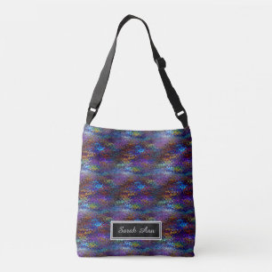 Blue Pattern with Chalkboard Name Crossbody Bag
