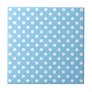 blue pattern with white polka dots ceramic tile