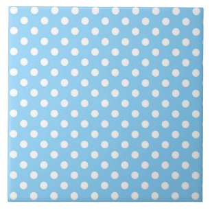 blue pattern with white polka dots ceramic tile