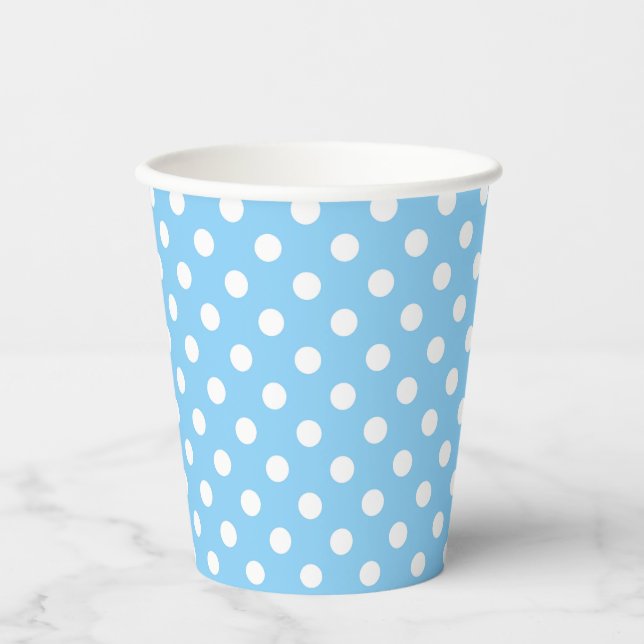 blue pattern with white polka dots  paper cups (Front)