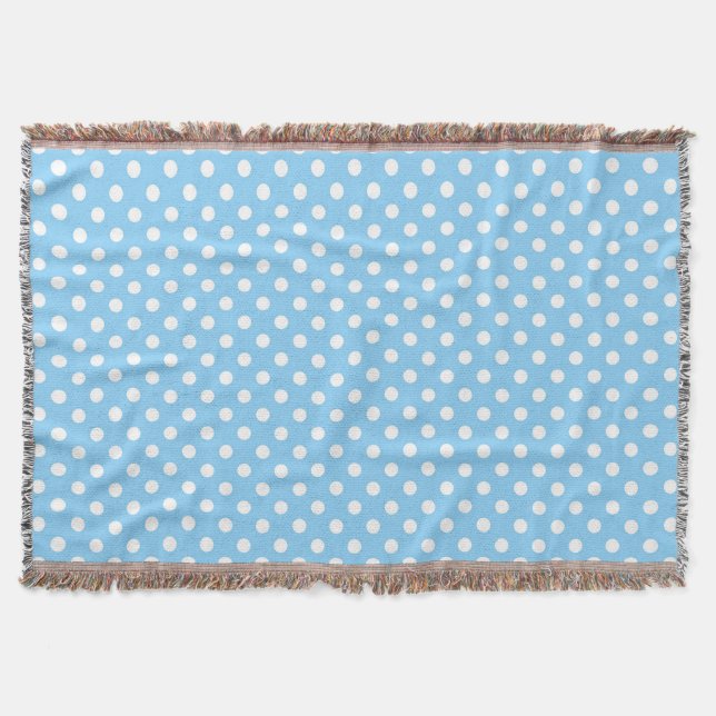 blue pattern with white polka dots  throw blanket (Front)