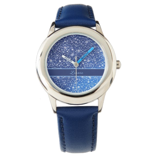 Blue pattern with white stars watch (Front)