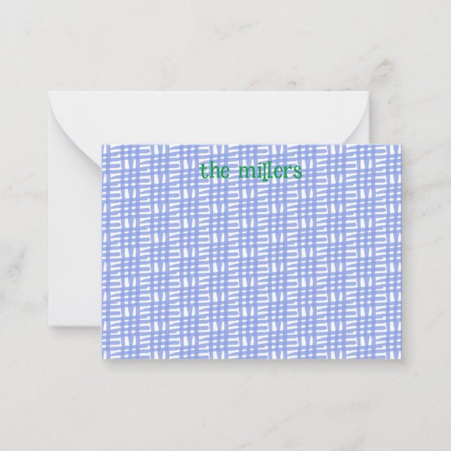 Blue Patterned Flat Note Card (Front)