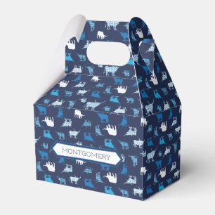 Blue Patterned Longhorns Pattern Favour Box