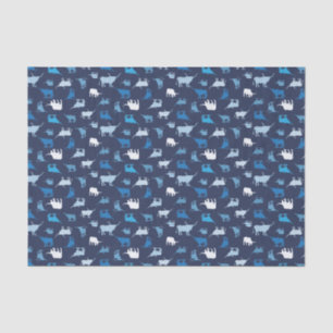 Blue Patterned Longhorns Pattern Tissue Paper