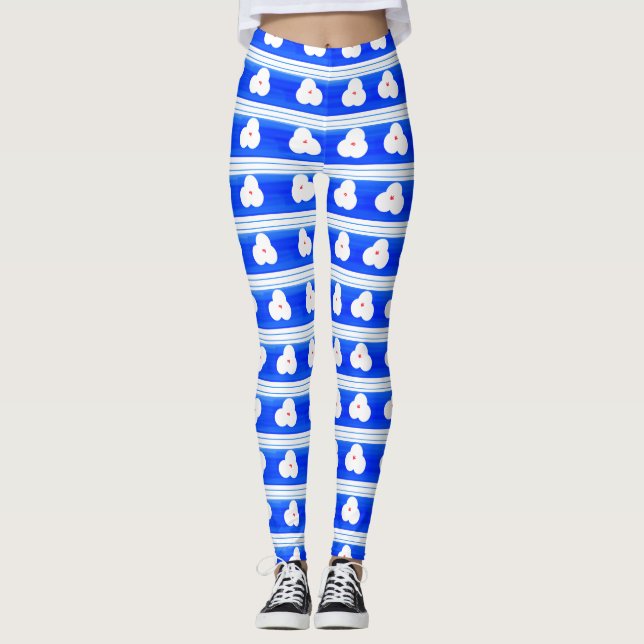 Blue Patterned Yoga Pants (Front)