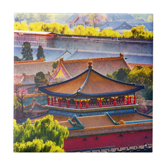 Blue Pavilion, Forbidden City Ceramic Tile (Front)