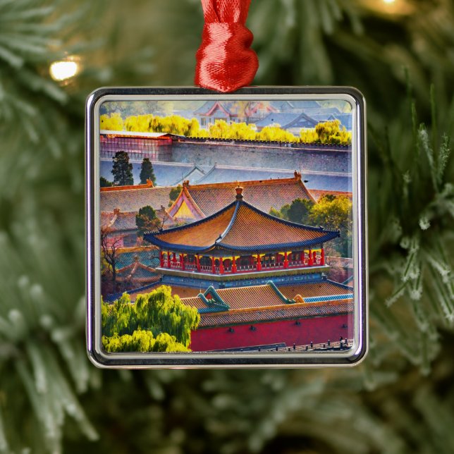 Blue Pavilion, Forbidden City Metal Ornament (Tree)