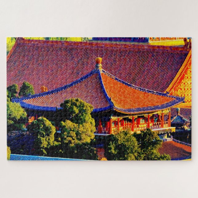 Blue Pavilion Roof | Forbidden City Jigsaw Puzzle (Horizontal)
