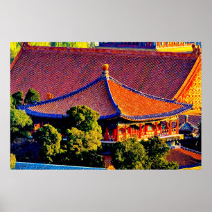 Blue Pavilion Roof Forbidden City Poster