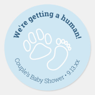 Blue Paw Print & Baby Foot Dog Baby Shower Classic Round Sticker