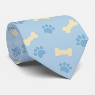 Blue Paw Print Bone Pattern Tie