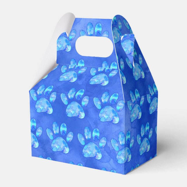 Blue Paw Print Custom Watercolor Favour Box (Front Side)